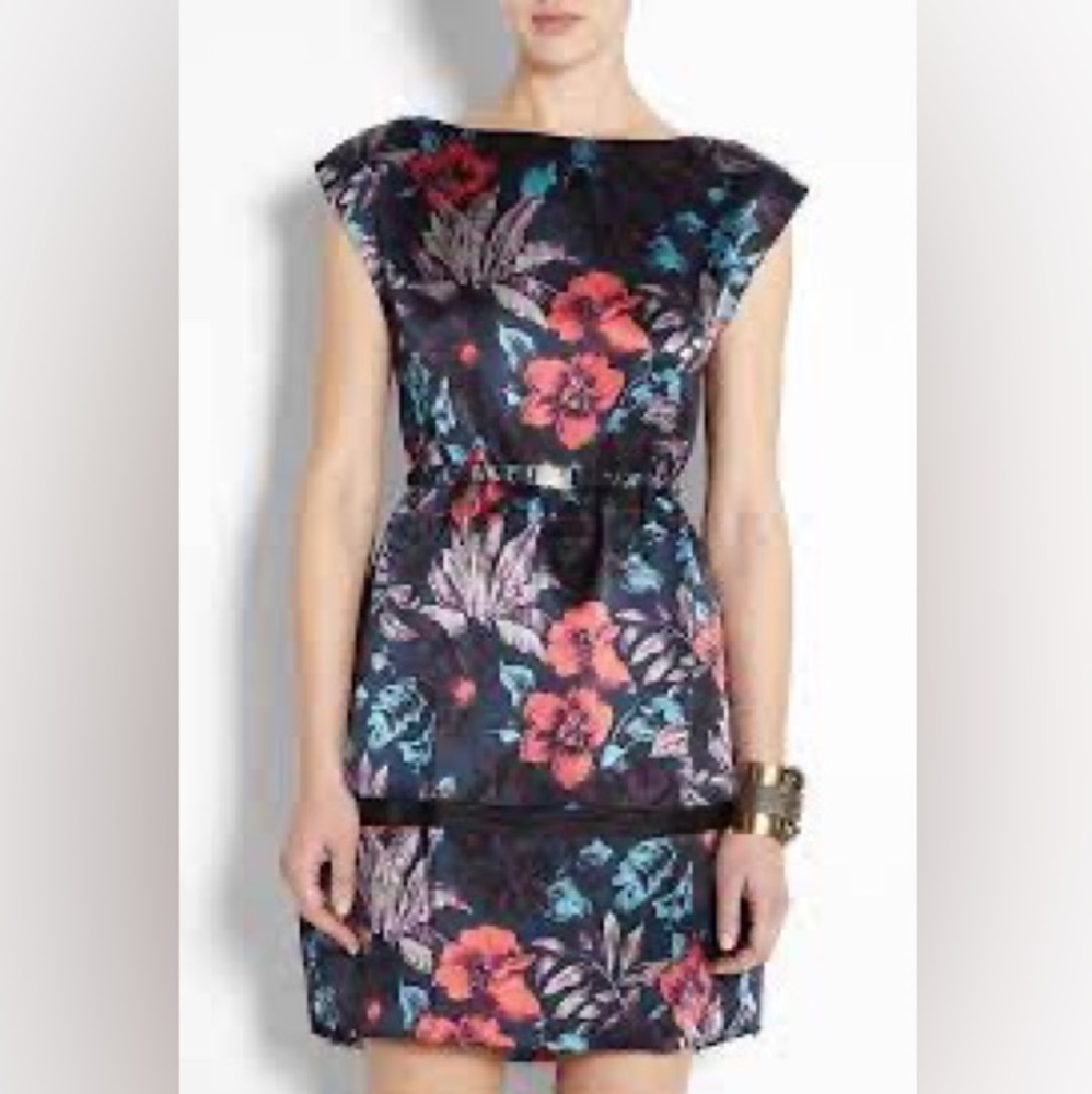 Marc By Marc Jacobs Horizon Teal Multi Silk Floral Belted Dress
